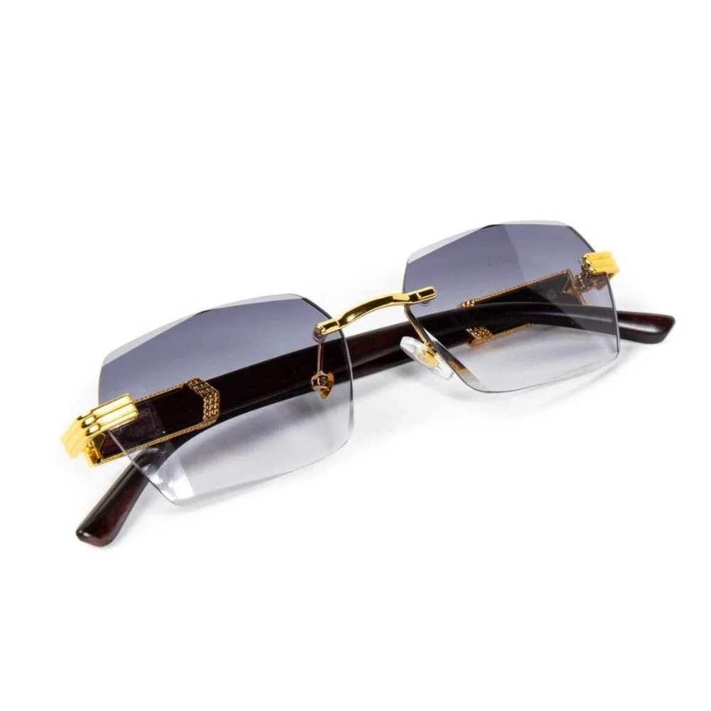 Women Sunglasses Black Gradient Lens Buffs Woody Arms Trendy Driving Aviator New